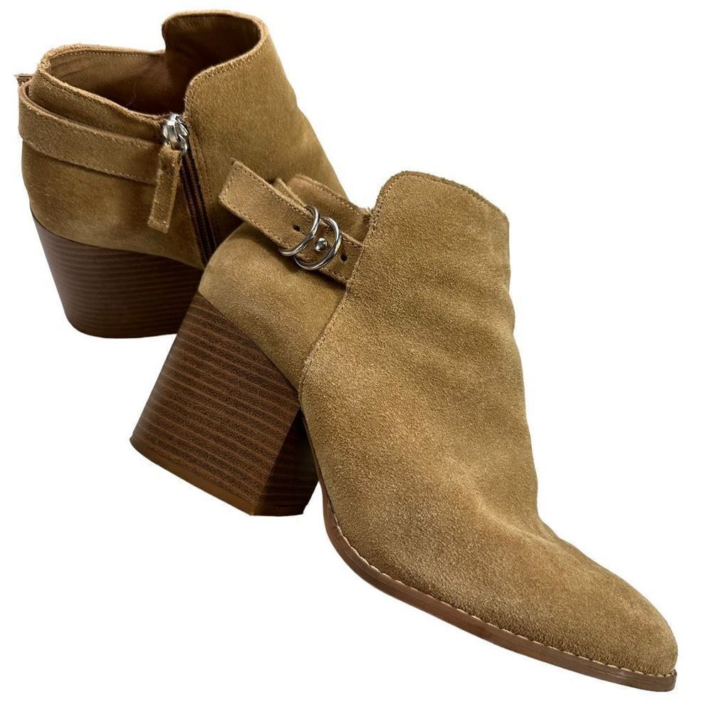 Pull & Bear Chunky Heeled Zip-up Suede Booties